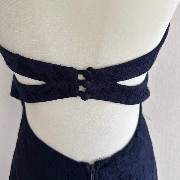 B Darlin Navy Lace Maxi Prom Dress NWOT - Picture 7 of 8